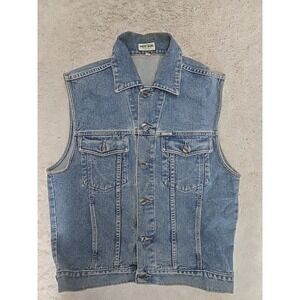Vintage Guess Blue Denim Jean Vest Women Medium Made in USA
